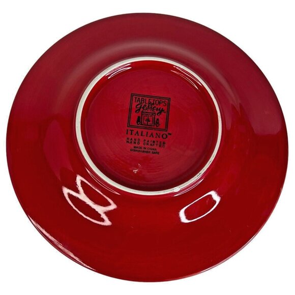 3 Tabletops Gallery Italiano Red Salad Luncheon Plates Round Hand Painted 8.75" - Picture 5 of 8